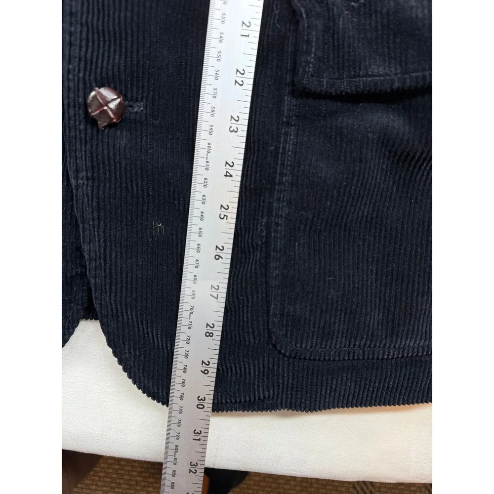 J.Crew Mens Navy Blue Black Corduroy Blazer Elbow Patches Plaid Flannel Lining M